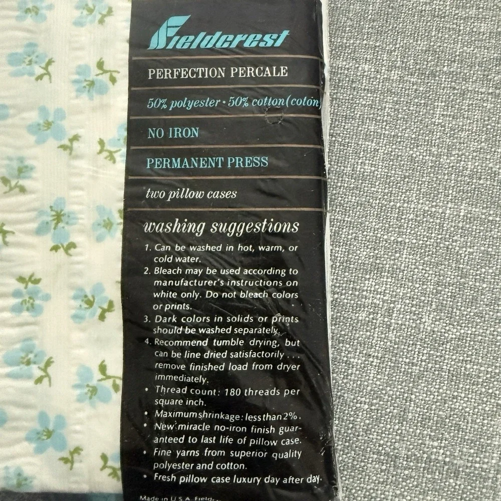 Vintage NIP FIELDCREST  Polycotton Seersucker Standard Pillowcases 21x27 USA‎